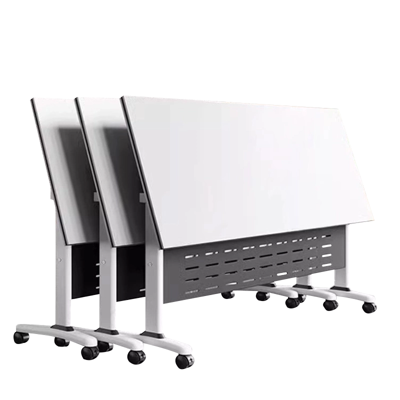 Multi-functional Mobile Foldable Staff Training Table Conference Table Student Desk Rectangular Round Combination with Wheels - MEI YI
