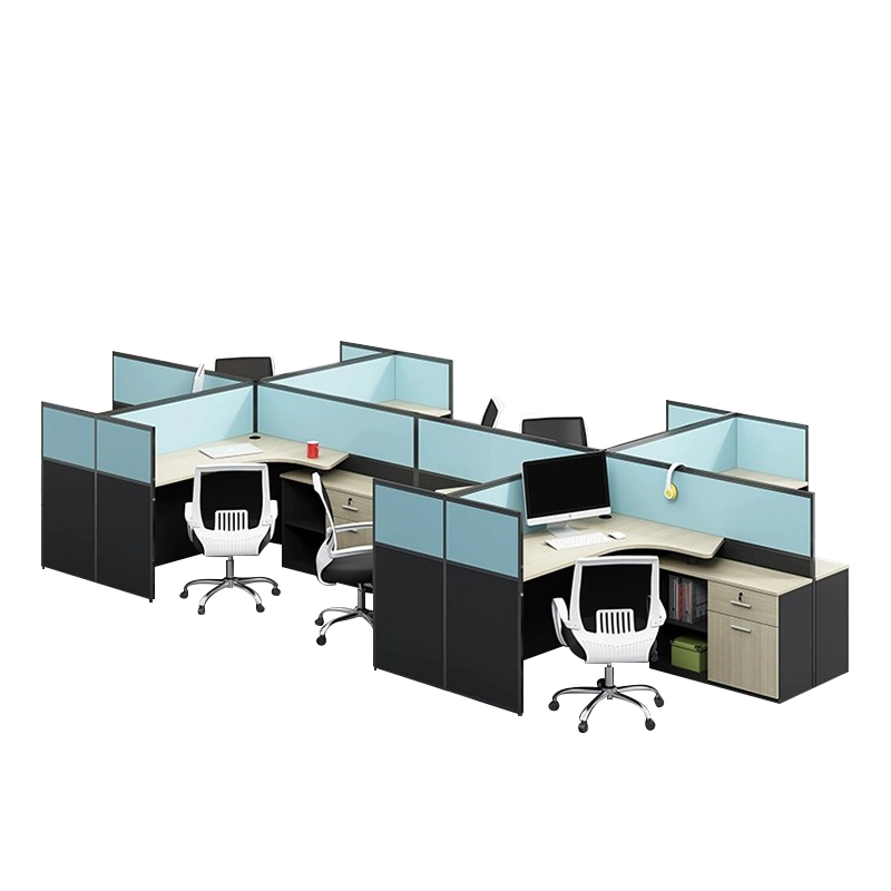 Poste de travail pour 4 employés avec cloisons de confidentialité et couleurs personnalisées - MEI YI