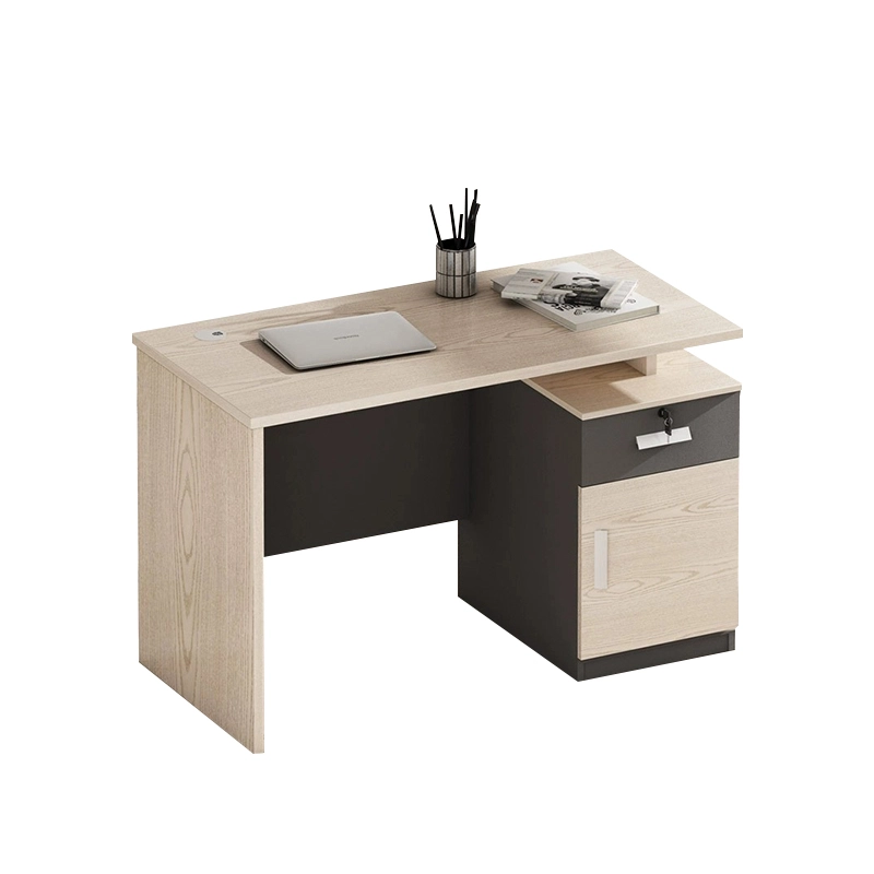 Modern Minimalist Office Desk with Lockable Drawer in Three Color Options - MEI YI