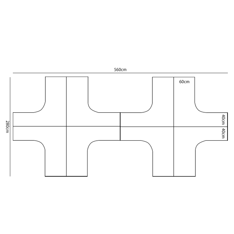 Poste de travail pour 4 employés avec cloisons de confidentialité et couleurs personnalisées - MEI YI