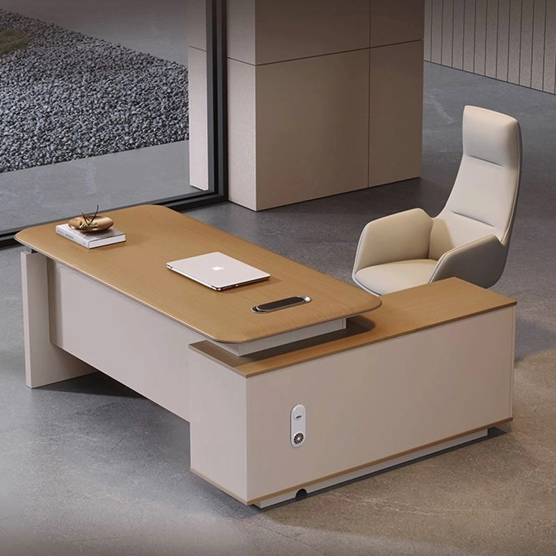 Modern Executive Office Desk with Side Cabinet and Drawers - MEI YI