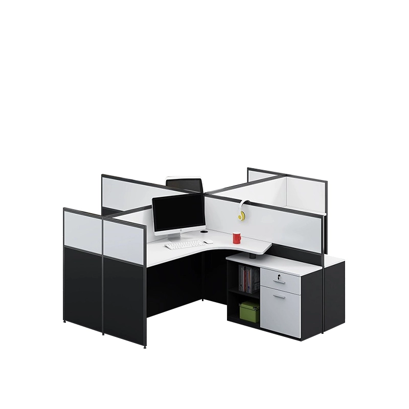 Poste de travail pour 4 employés avec cloisons de confidentialité et couleurs personnalisées - MEI YI