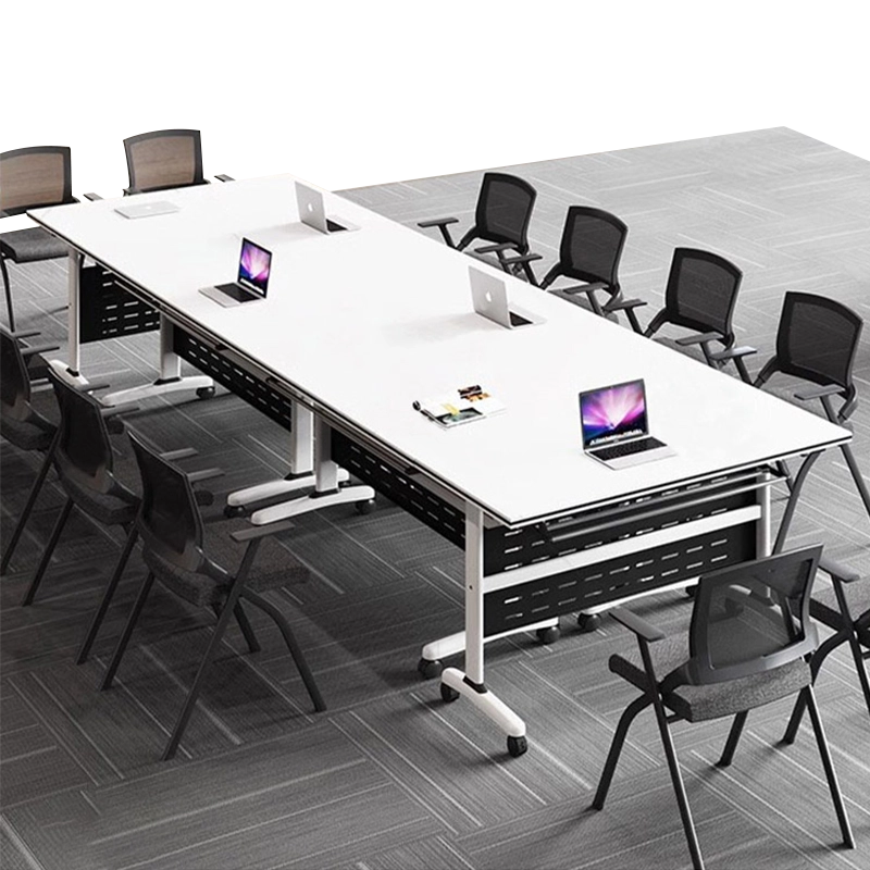 Multi-functional Mobile Foldable Staff Training Table Conference Table Student Desk Rectangular Round Combination with Wheels - MEI YI