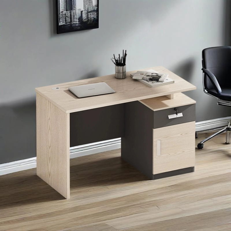 Modern Minimalist Office Desk with Lockable Drawer in Three Color Options - MEI YI