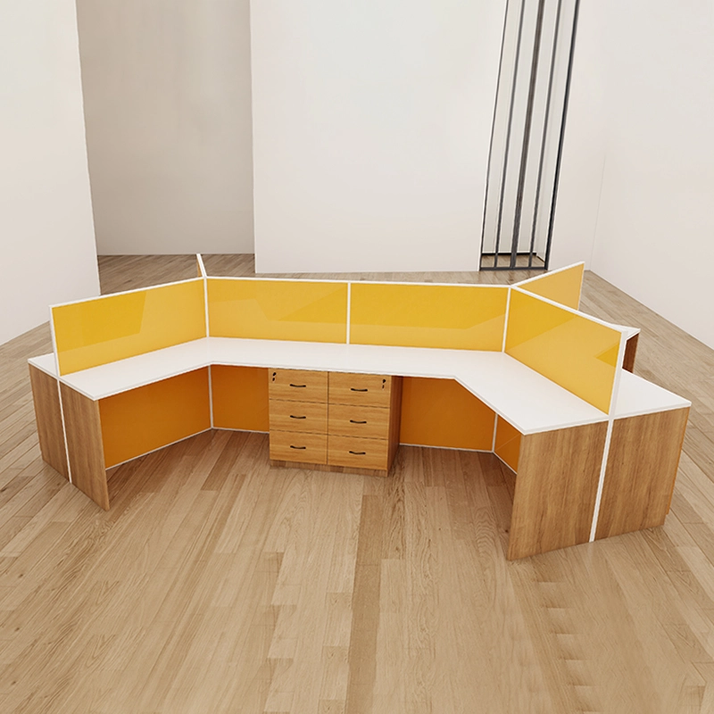 Modular Partition Desk System with Storage Shelves and Cable Management for Open Office Space - MEI YI