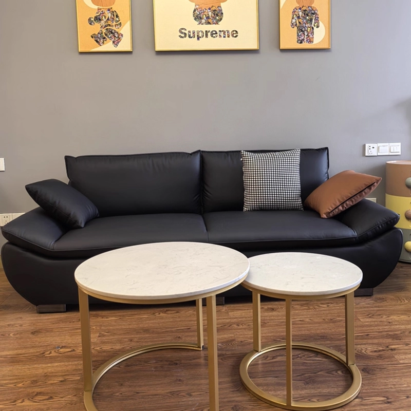 Modern Black Leather Sofa Set for Living Room and Office - MEI YI