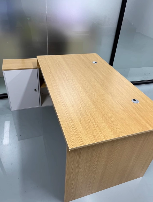 Manager Desk Set, Executive Workstation with Deep Gray Cabinet and Matching Locking File Storage, ODM Design – MEI YI Furniture - MEI YI