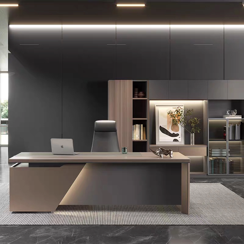 Modern Commercial CEO Executive Desk with Integrated Lighting Options - MEI YI