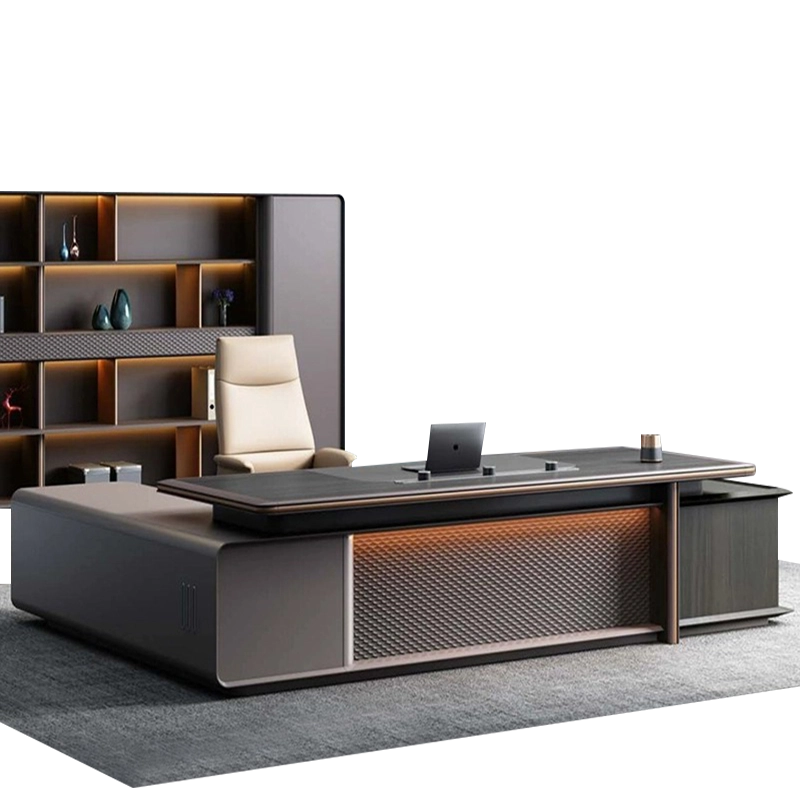 Modern Compact Standing Desk with Cable Management and USB Ports Metal Frame Executive Desk High-End Custom Ceo Office Desk - MEI YI