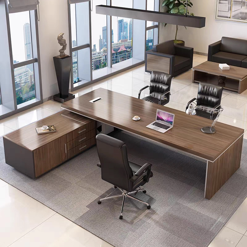 مكتب تنفيذي حديث على شكل حرف L مصنوع من خشب MDF للتصميمات الداخلية المعاصرة للمكاتب - MEI YI