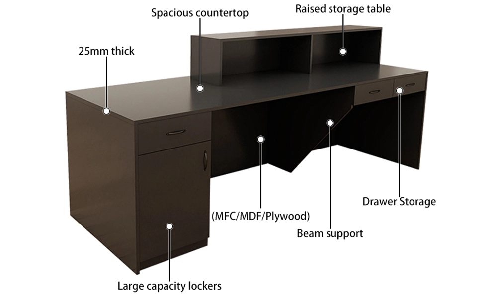 L-Shape-Black-Wooden-Contemporary-Guest-Reception-Desk-Custom-Colored-Front-Desk-Counter - MEI YI L Shape Black Wooden Contemporary Guest Reception Desk Custom Colored Front Desk Counter - MEI YI