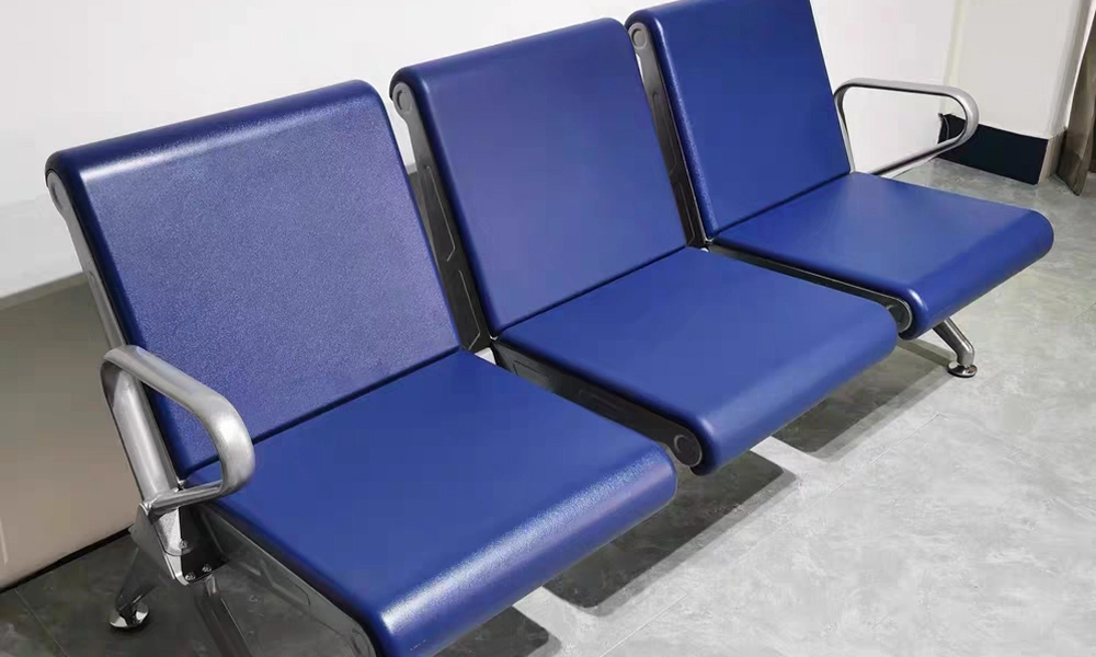 Medical Metal Furniture Waiting Chair Triple Bench 3 4 5 Seater Pu Foam Black Red Blue Seat for Hospital Airport Office Building-01 - MEI YI