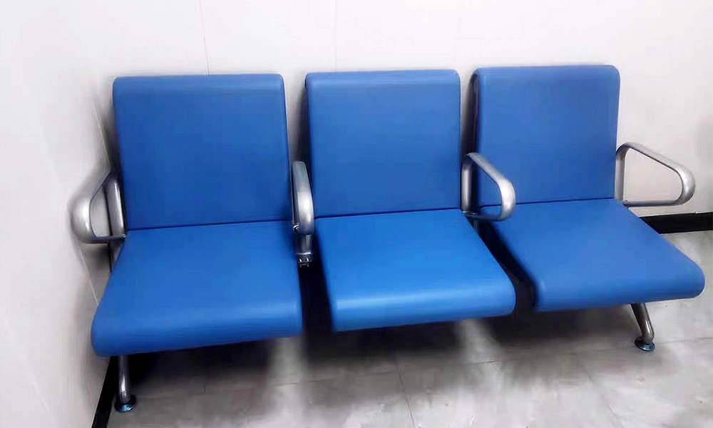 Medical Metal Furniture Waiting Chair Triple Bench 3 4 5 Seater Pu Foam Black Red Blue Seat for Hospital Airport Office Building - MEI YI