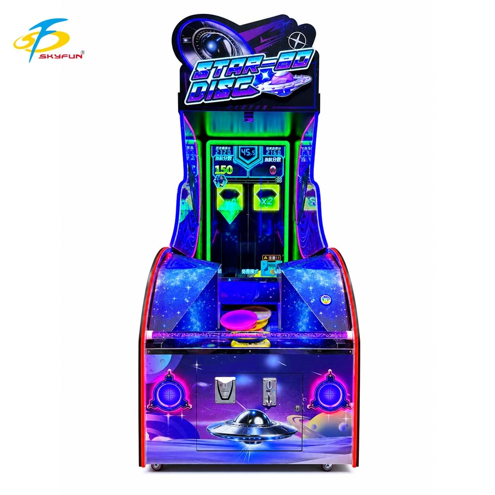 Skyfun Star-3D Disc throwing sports arcade machine front view - Skyfun