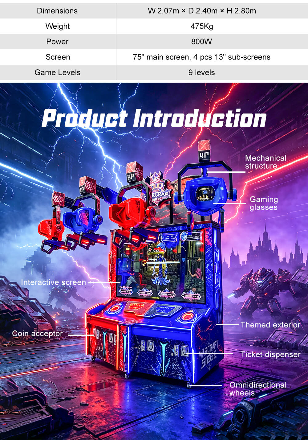 魔兽围城详情页_02 AR Warcraft Siege dimensions screens power weight and cabinet components