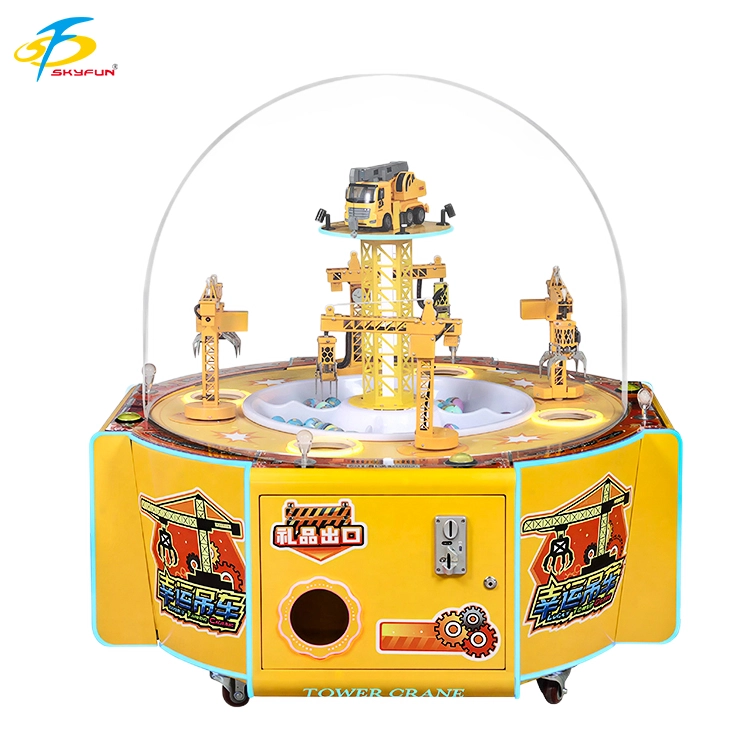 Skyfun Lucky Crane 4 station commercial tower crane prize claw arcade machine with transparent dome - Skyfun