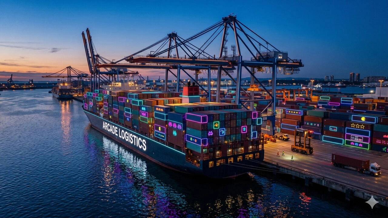 a massive cargo ship at a modern
