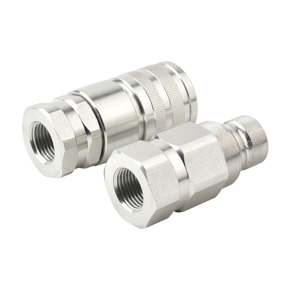 ISO16028 Carbon Steel Flat Face 2 Port Hydraulic Quick Couplings Fittings for Hammer Crushing Machine and Excavators (3)