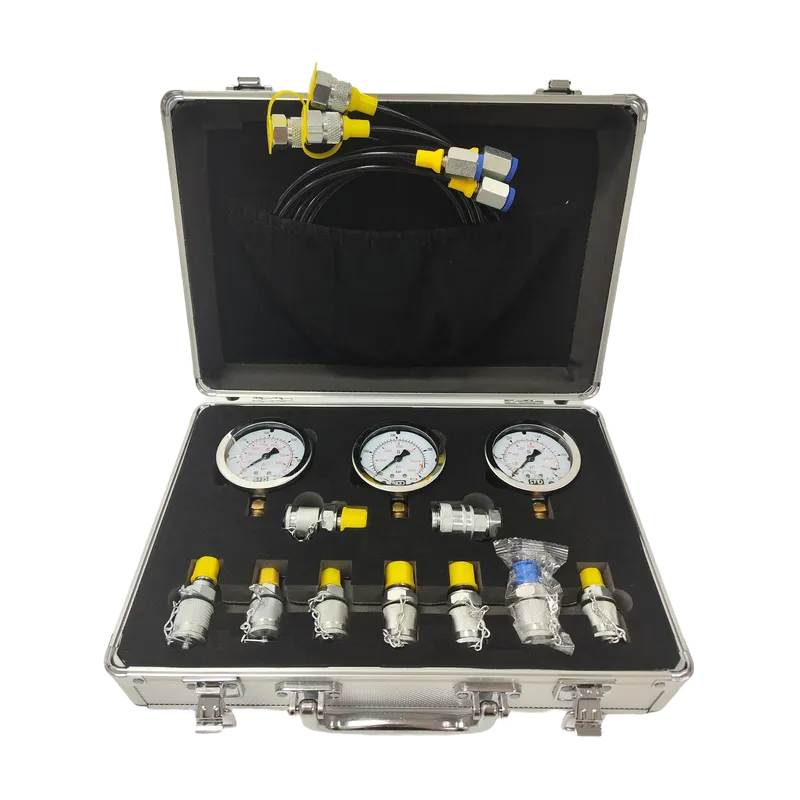 Mechanical Hydraulic Diagnostic Tool Hydraulic Pressure Gauge test Kit Silver Box 3 test Hose 3 Pressure Gauge 9 test Joint (2)