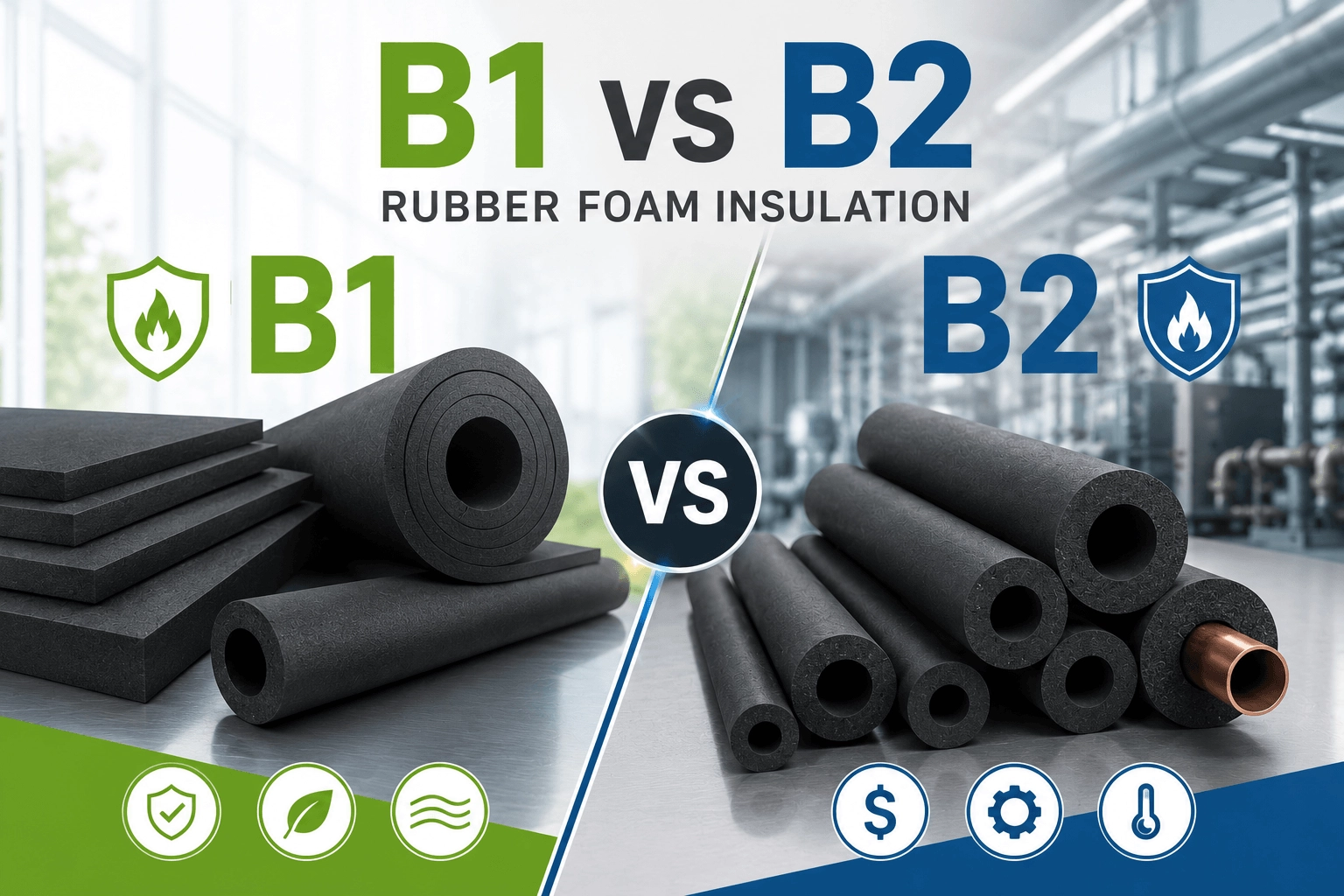 B1 rubber foam insulation, B2 rubber foam insulation, rubber foam insulation fire rating - FUNAS
