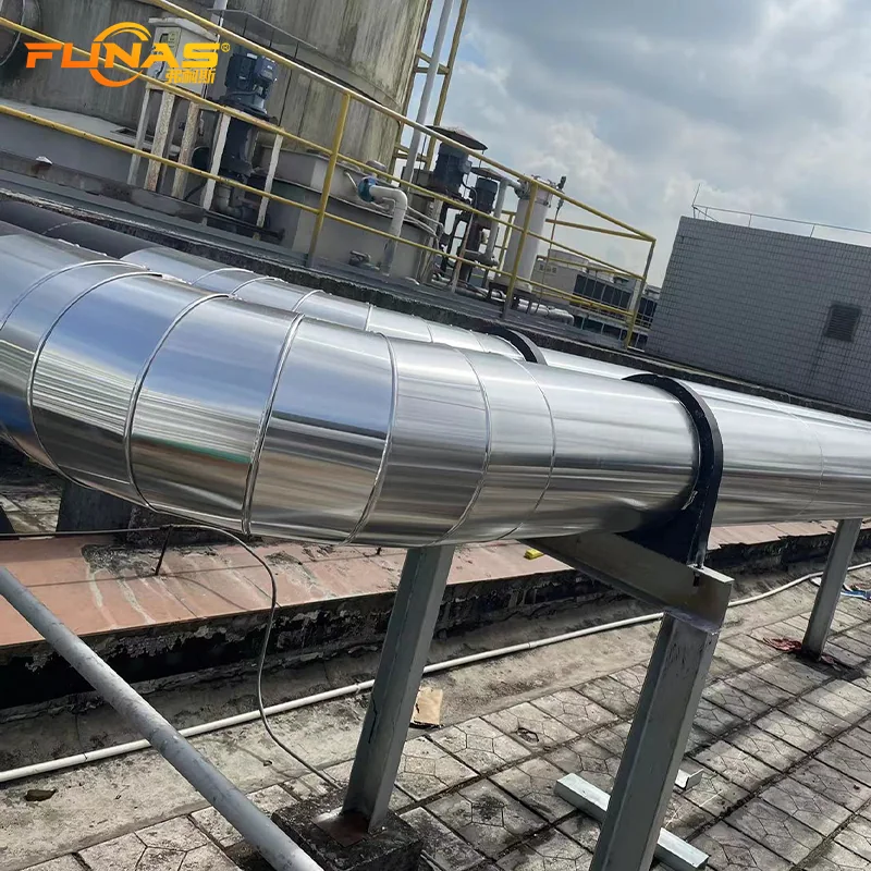 Outdoor insulated duct protected with aluminum metal jacketing - FUNAS