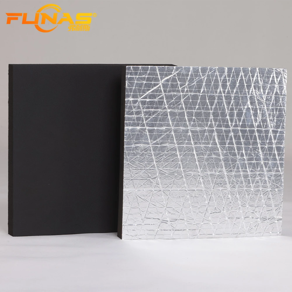 FUNAS rubber foam insulation sheet with plain surface and foil faced surface - FUNAS