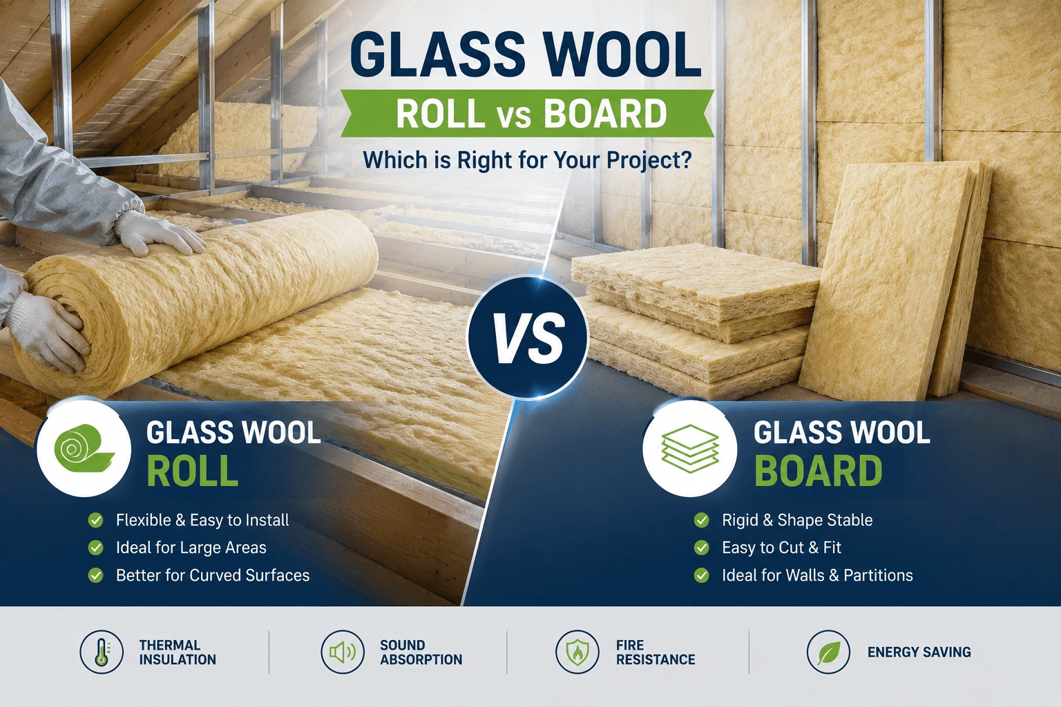 Glass Wool Roll vs Glass Wool Board - FUNAS