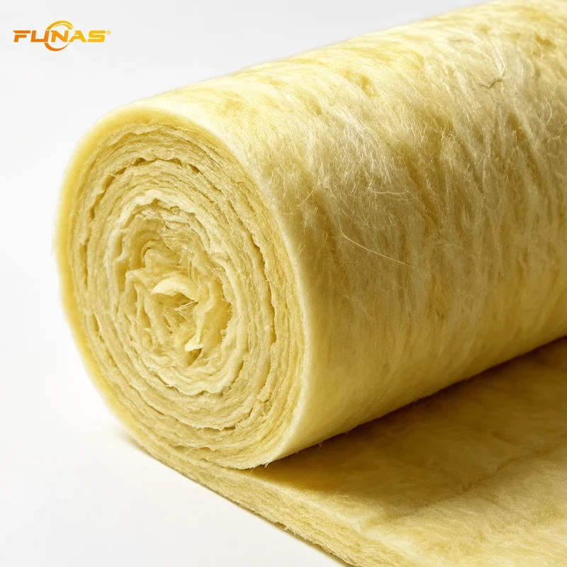 Unfaced glass wool blanket roll with soft fiberglass insulation texture - FUNAS