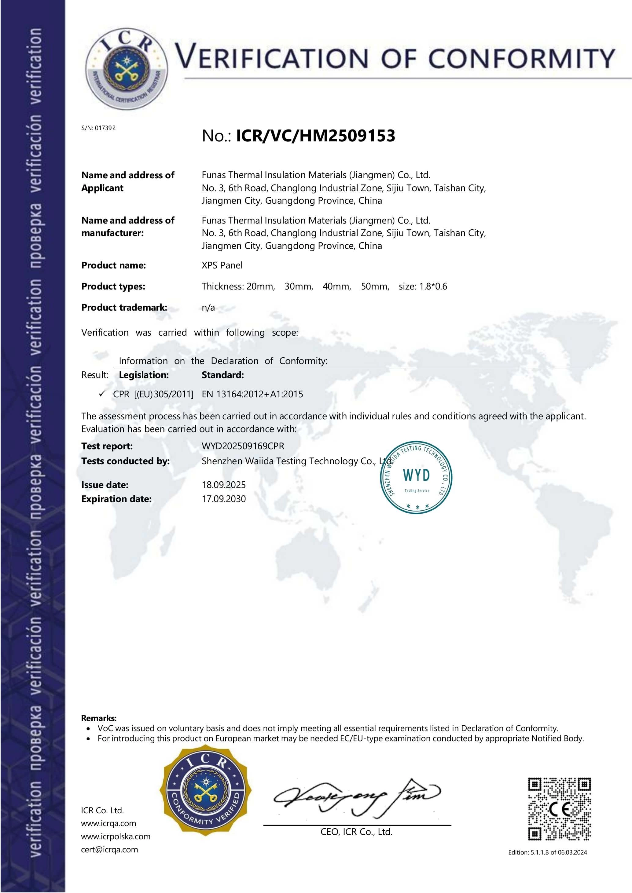 xps-board-ce-certificate-2025-2030 - FUNAS
