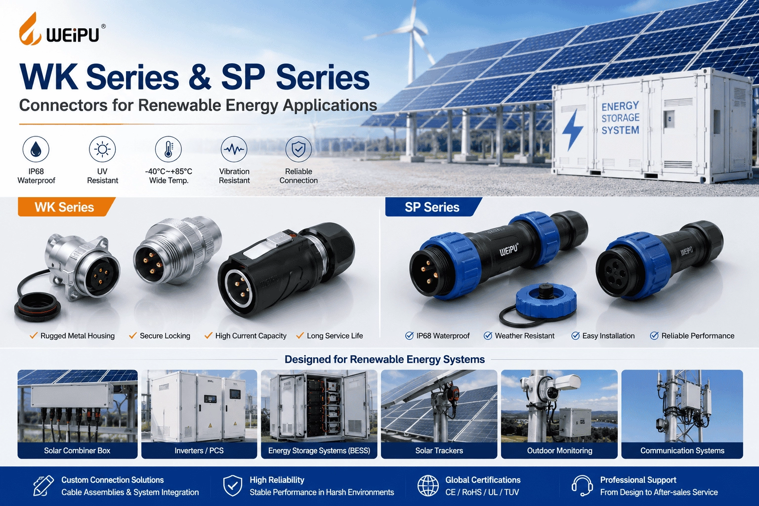 WEIPU WK Series and SP Series connectors for renewable energy applications - WEIPU