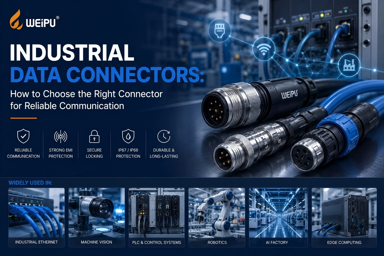 `WeiPu industrial data circular connectors for automation, PLC, robotics and edge computing - WEIPU