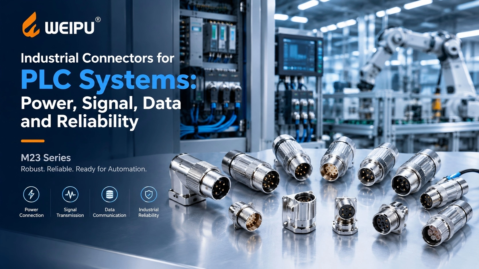 WEIPU M23 industrial connectors for PLC automation power signal and data connectivity - WEIPU
