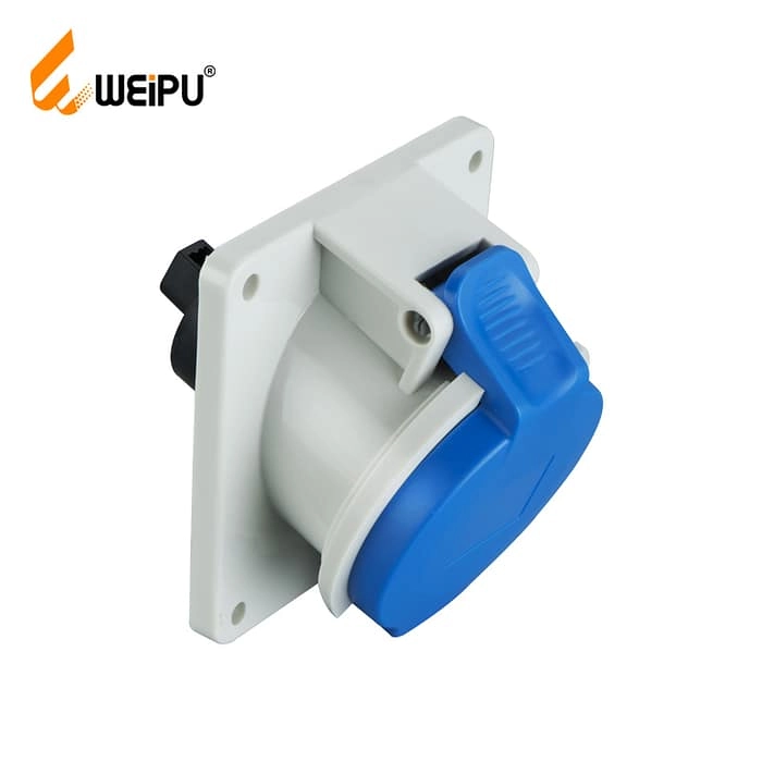 16A 3PIN Angled Panel mount socket TYPR3601-IP44 1 - WEIPU