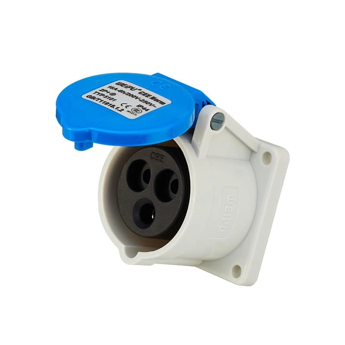 16A 3PIN Panel mount socket TYP5101-IP44 1 - WEIPU