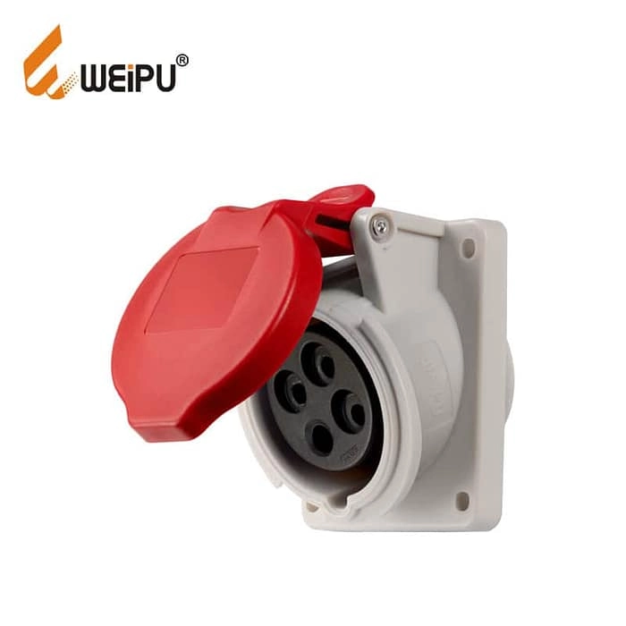 16A 4PIN Angled Panel Mount Socket TYPR3618-IP44 1 - WEIPU