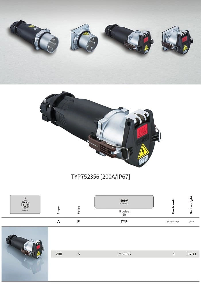 200A 5PIN Connector socket TYP752356-IP67 2 - WEIPU