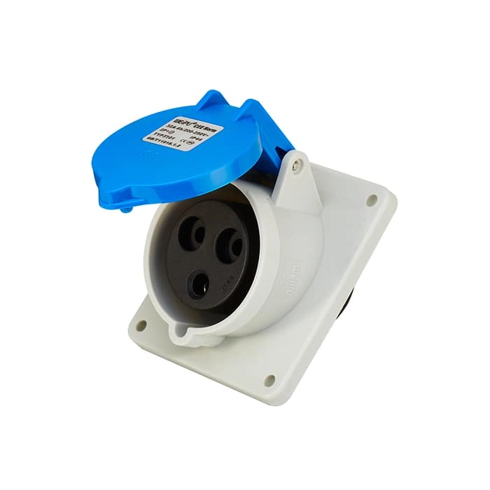 32A 3PIN Angled Panel Mount Socket TYP3701-IP44 1 - WEIPU