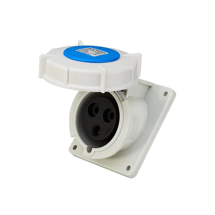 32A 3PIN Angled Panel Mount Socket TYP3802-IP67 1 - WEIPU