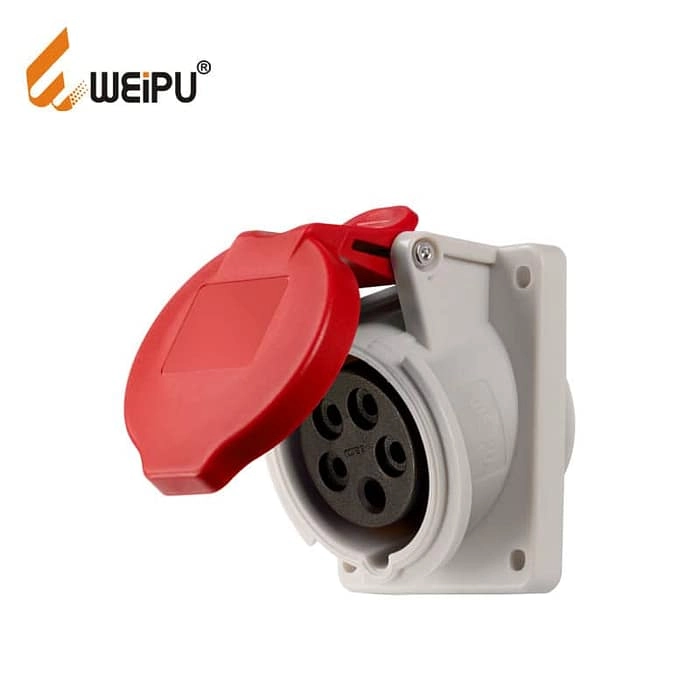 32A 5PIN Angled Panel Mount Socket TYPR3823-IP44 1 - WEIPU