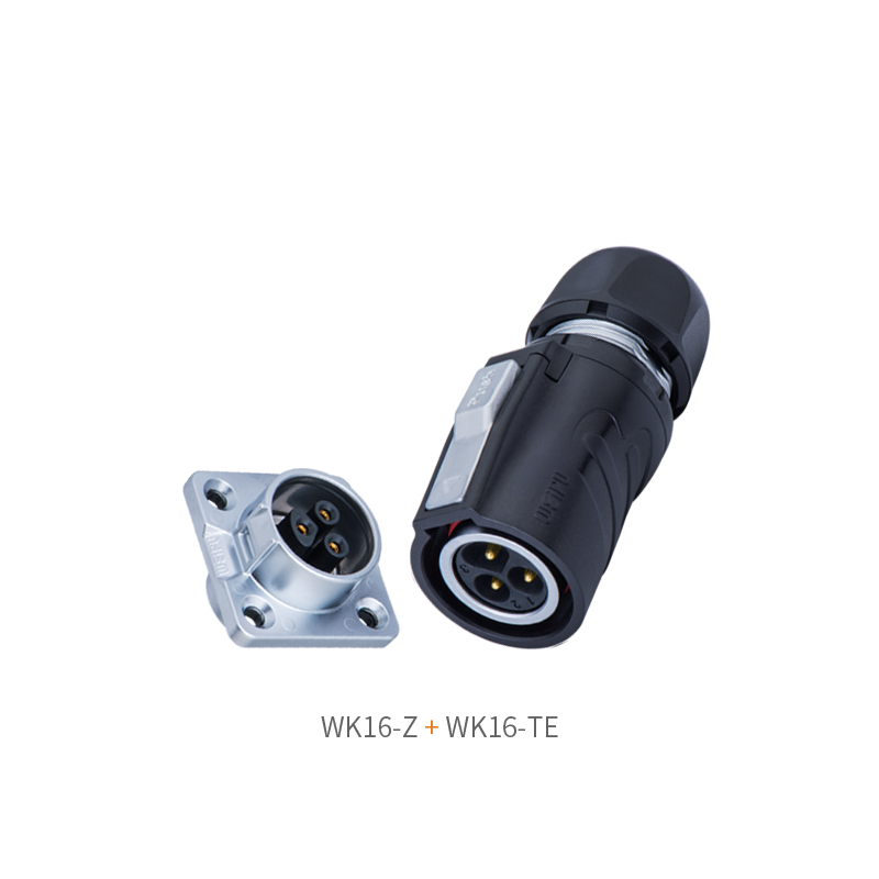 WEIPU WK16 M16 connector matching pair: WK16-Z flange socket & WK16-TE plug