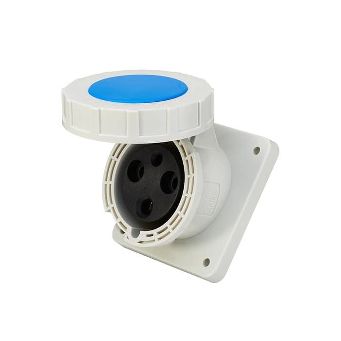 63A 3PIN Angled Panel Mount Socket TYP3902-IP67 1 - WEIPU