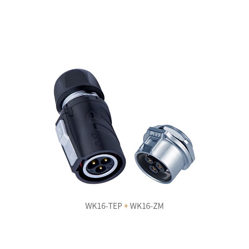 WEIPU WK16-TEP shielded M16 connector plug matched with round lock nut socket