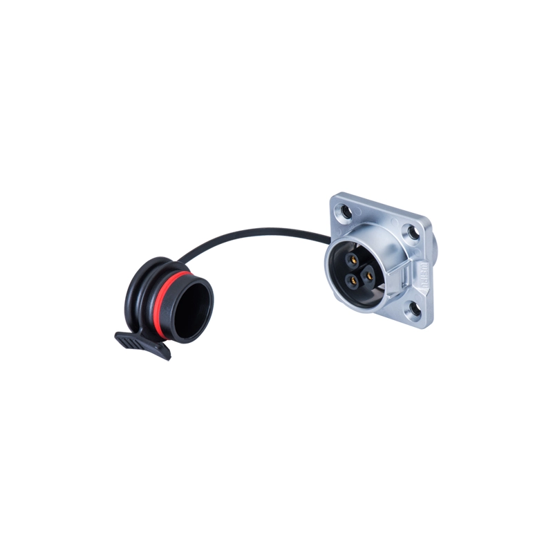 Weipu WK16-ZP shielded square flange mounting socket paired with WK16-TE plug, IP67 V0 anti-interference industrial circular connector kit - WEIPU