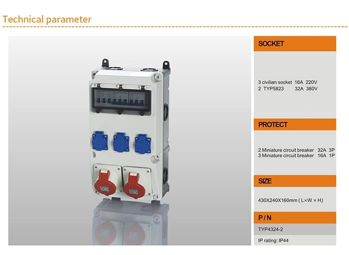 Combined Distribution Boxes TYP4324-2 IP44 2 - WEIPU Combined Distribution Boxes TYP4324-2 IP44 2 - WEIPU