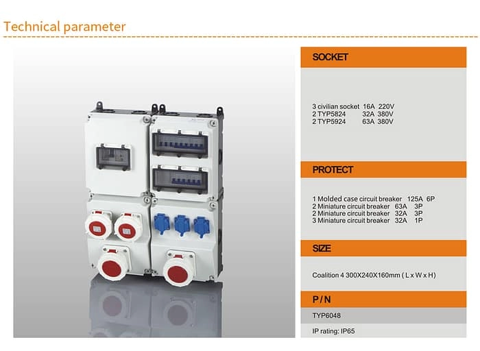 Combined Distribution Boxes TYP6048 IP65 2 - WEIPU Combined Distribution Boxes TYP6048 IP65 2 - WEIPU