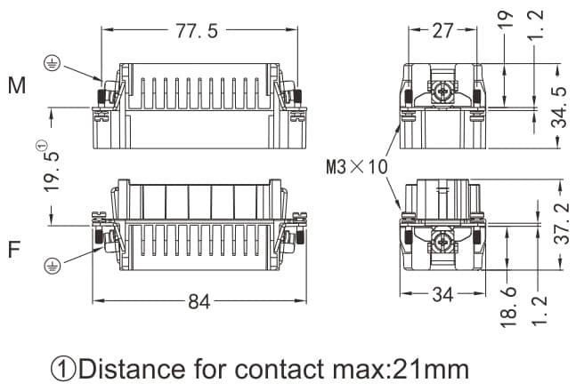 HD-040-MC/FC Crimp termination Connector 16A 500V 40+PE 3 - WEIPU