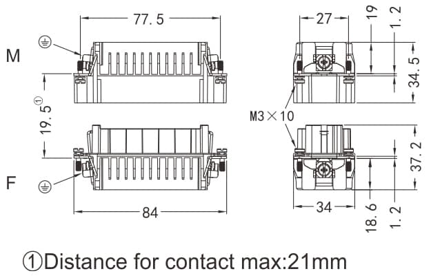 HD-080-MC/FC Crimp termination Connector 16A 500V 80+PE 3 - WEIPU