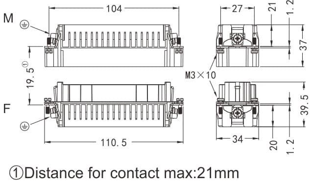 HD-128-MC/FC Crimp termination Connector 16A 500V 128+PE 3 - WEIPU