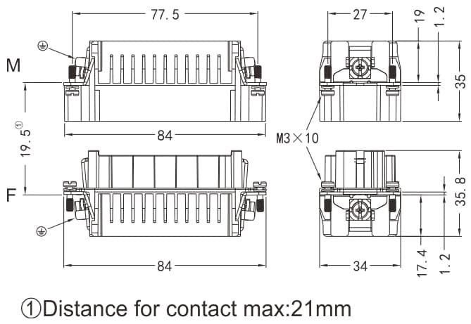 HDD-072-MC/FC Crimp termination Connector 16A 500V 72+PE 4 - WEIPU HDD-072-MC/FC Crimp termination Connector 16A 500V 72+PE 4 - WEIPU