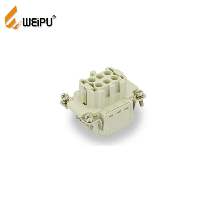 HE-006-MS HA-006-FS Male and Female 16A 500V 6+PE Cage Clamp Termination Connector 2 - WEIPU